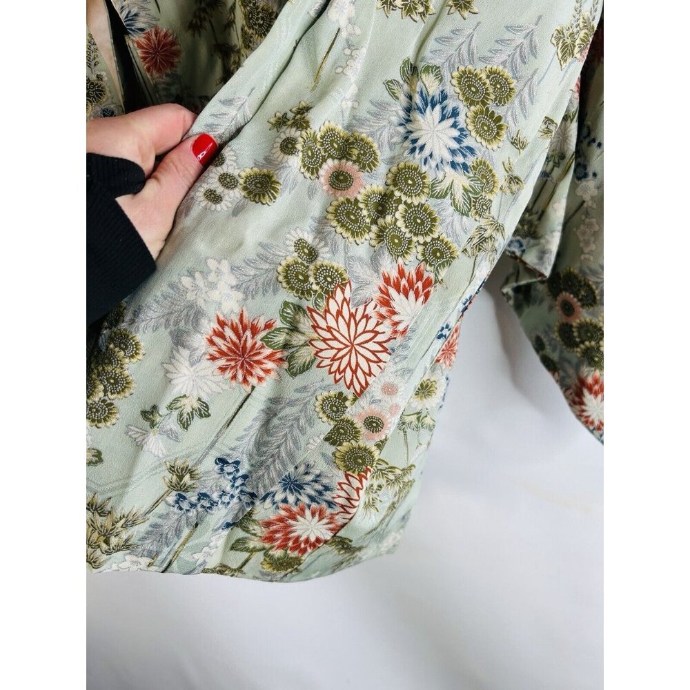 Vintage Handmade Rainbow Oriental Floral Kimono Robe Cottagecore Boho - Picture 4 of 7